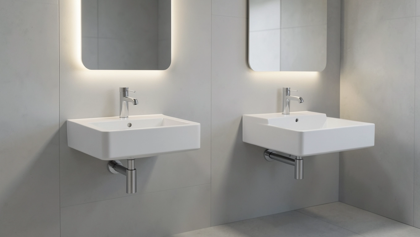 Wysokość i głębokość montażu przy zestawieniu umywalek