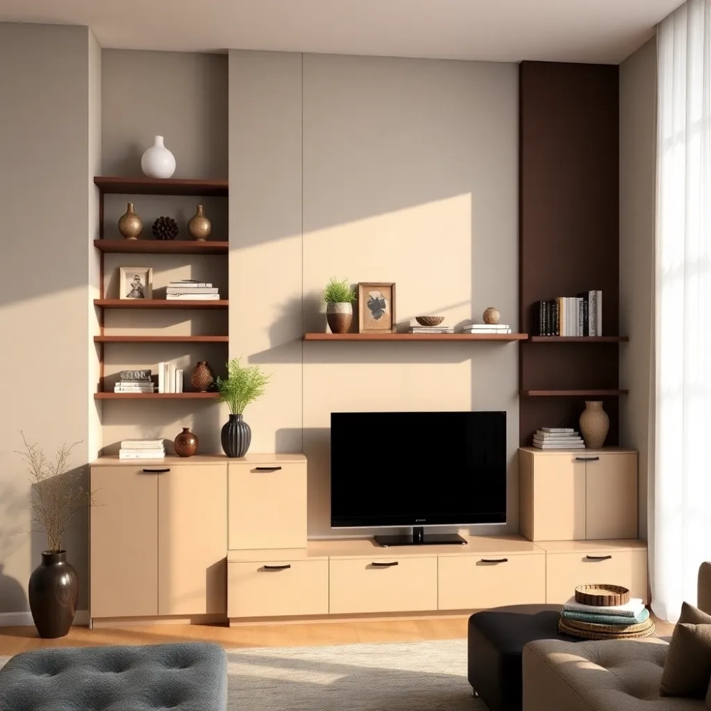 Zabudowa ściany w salonie inspiracje