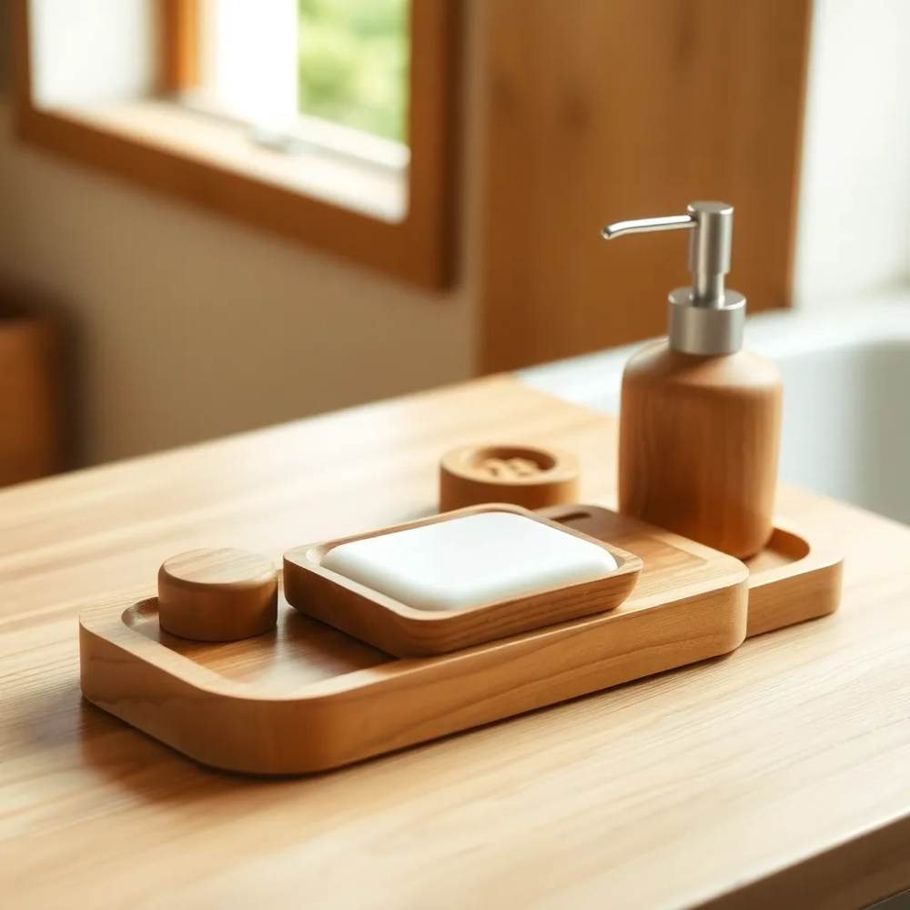 Zestaw do łazienki drewniany