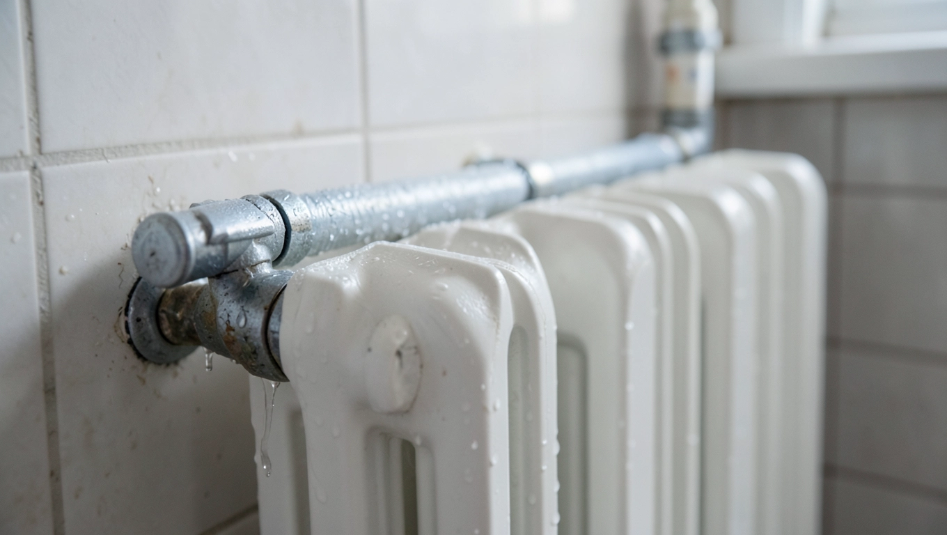 Zimne rurki przy grzejniku łazienkowym