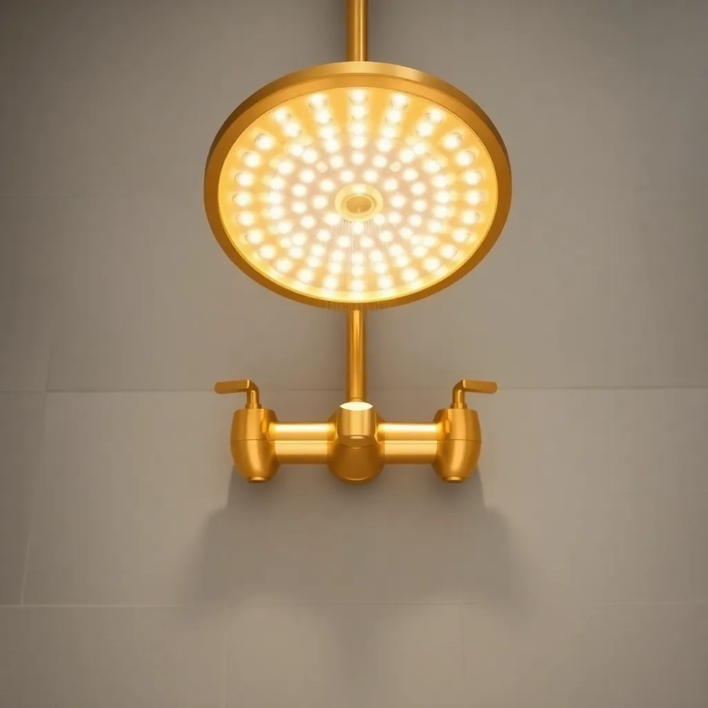 Złota bateria wannowa z deszczownicą